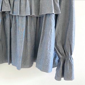 Banana Republic Tops - BANANA REPUBLIC Ruffle Bell Sleeve Chambray Blouse Banana Republic Tops - BANANA REPUBLIC Ruffle Bell Sleeve Chambray Blouse